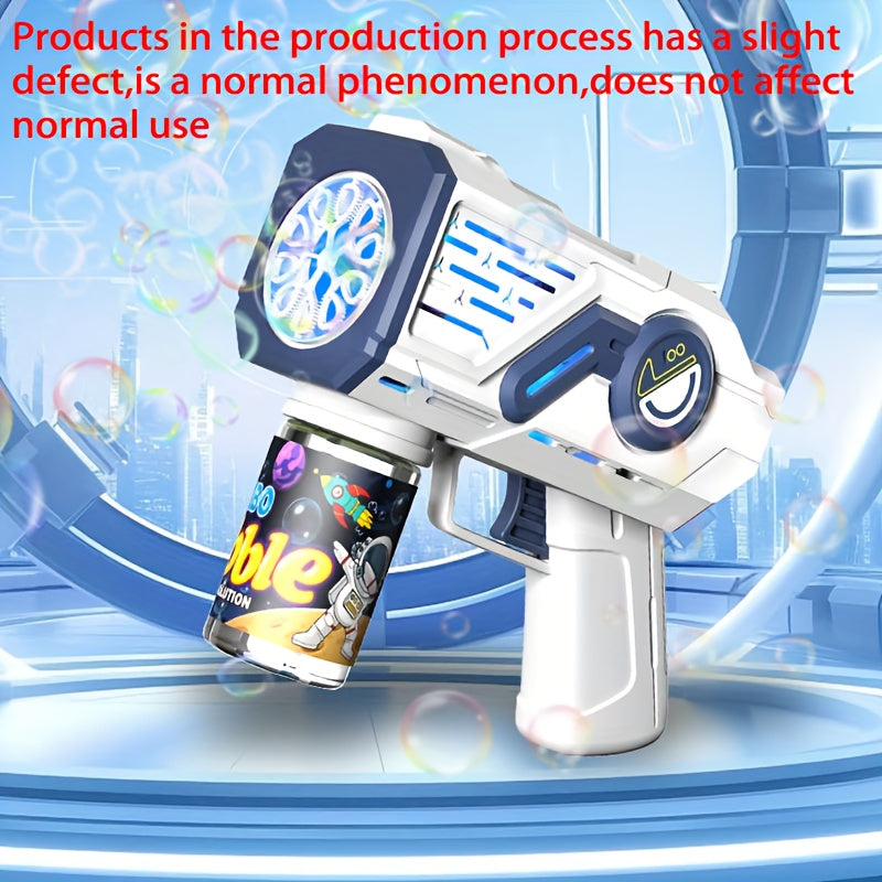 10-Hole Space Bubble Gun - Red/Blue Plastic Bubble Blower with Ergonomic Grip, No Batteries or Liquid Needed, Portable Outdoor Toy for Family Fun, Parties & Backyard Play, Bubble Gun for Party, Playful Design, Durable Constru