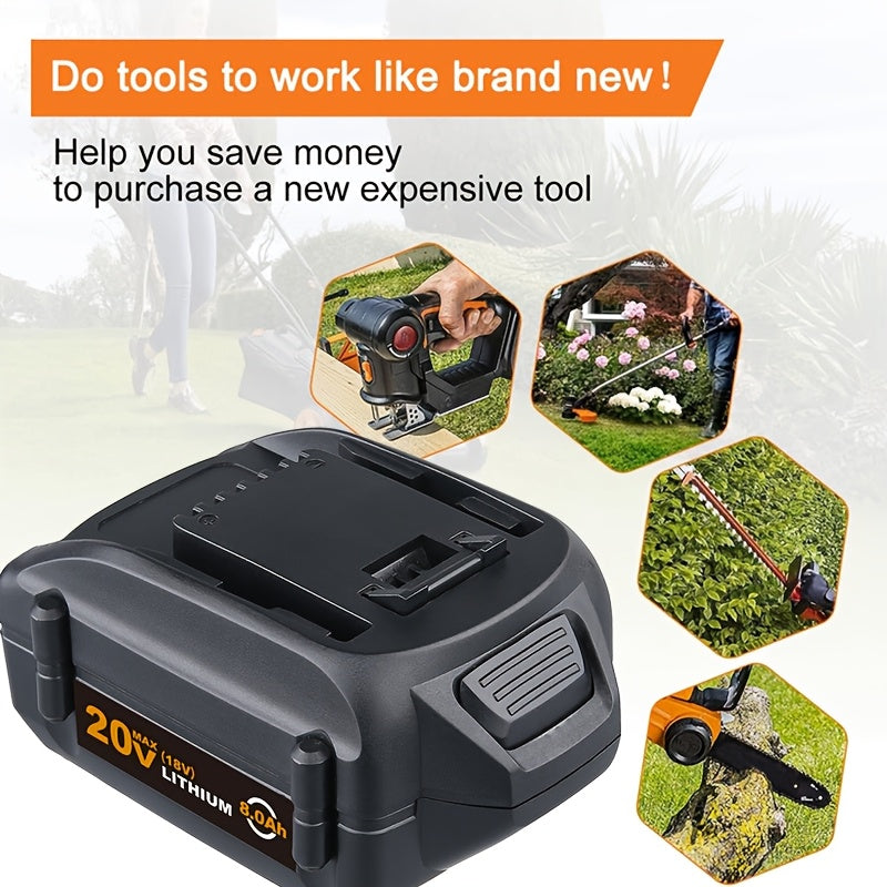 Rechargeable Battery - 20V 8000mAh High-Output Battery for Worx 20VPowerShare Battery Model WA3520 WA3525 WA3575 WG151s WG155s WG251s WG255s WG540s WG545s WG890 WG891