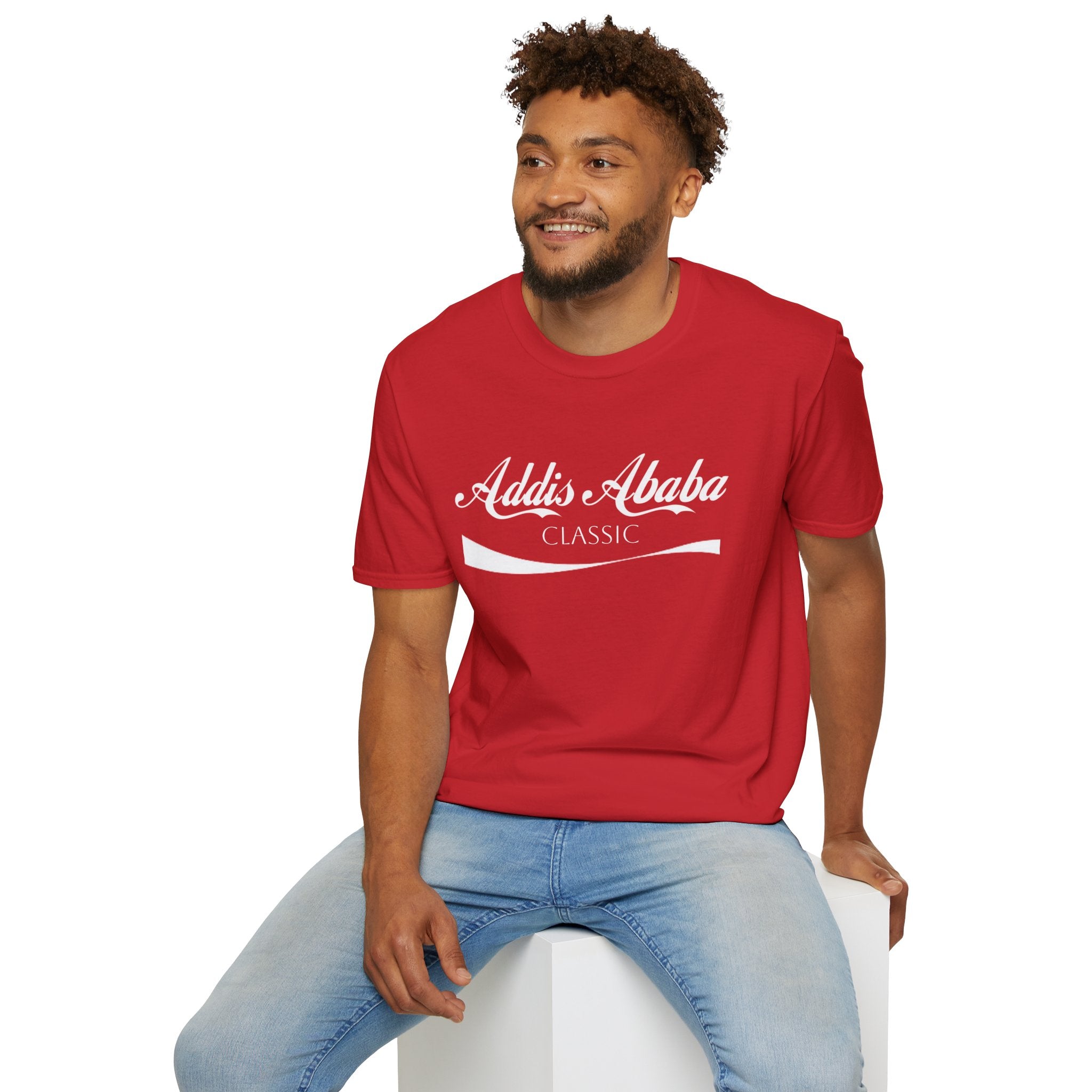 Addis Ababa - Red - Casual Everyday T-Shirt for All, Comfortable Tee for Gifting, Perfect for Birthdays, Holidays, Friends, Family