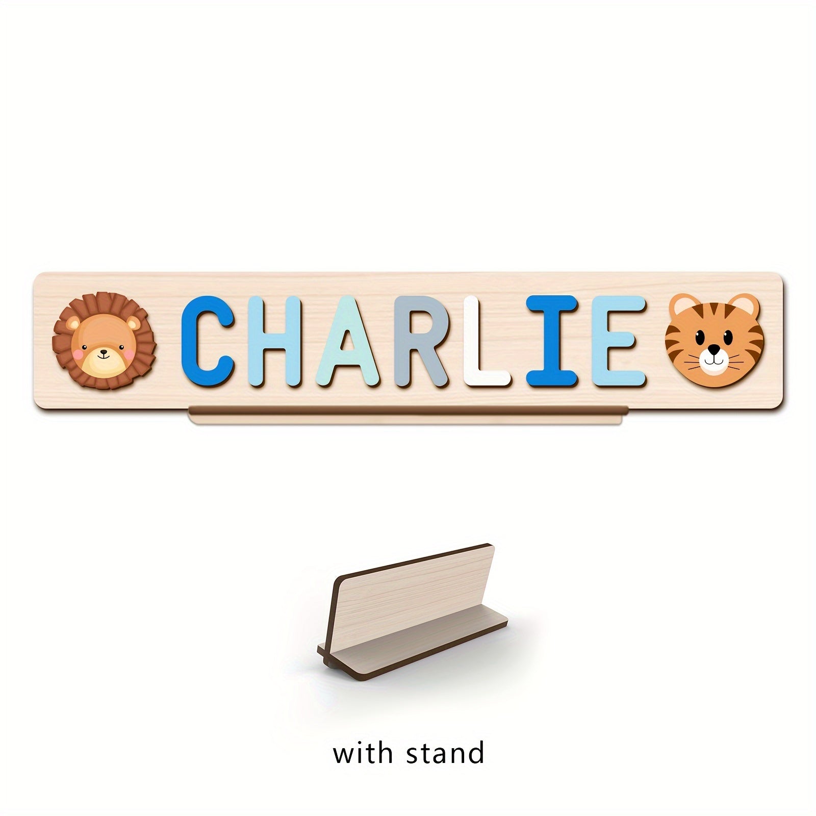 Name Puzzle, Baby-Blue Color Personalized Name Puzzle With 2 Elements, Early Learning Toys, Birthday Gifts, Toys