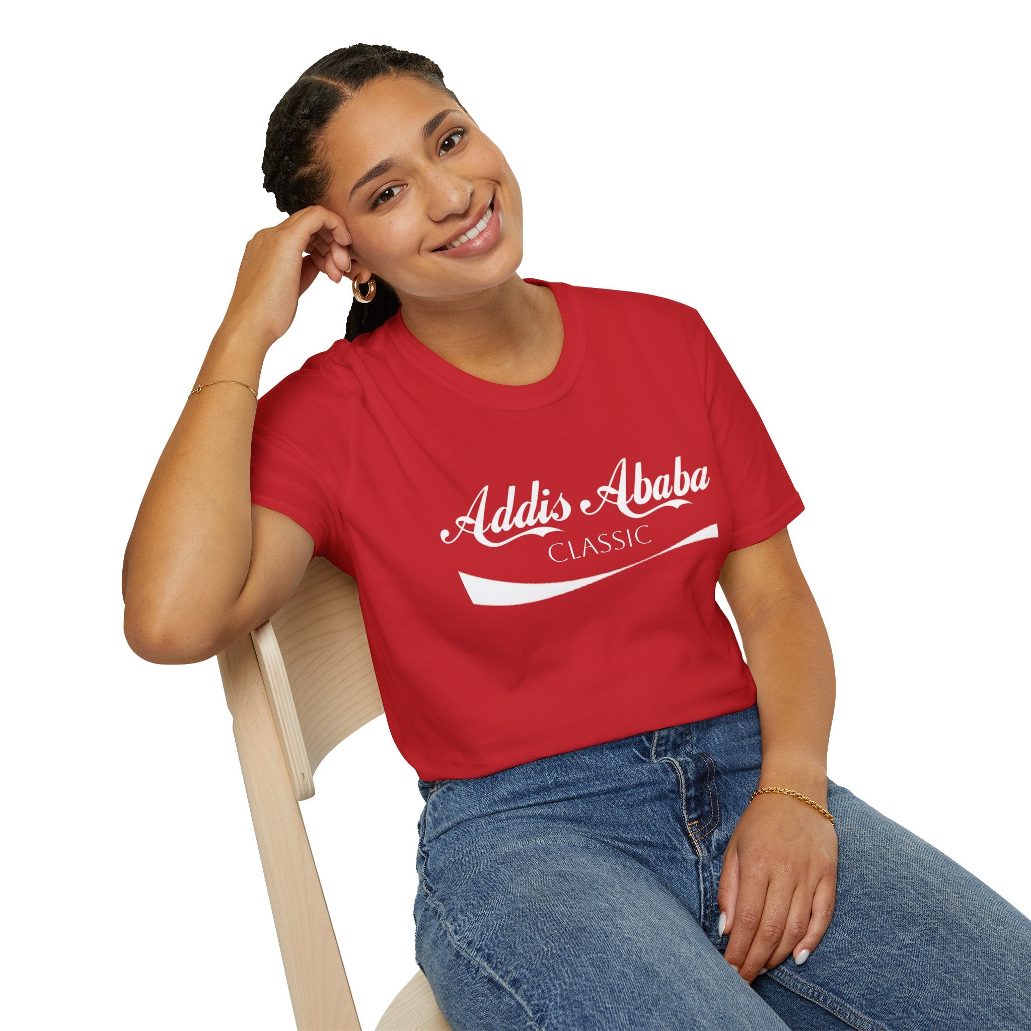 Addis Ababa - Red - Casual Everyday T-Shirt for All, Comfortable Tee for Gifting, Perfect for Birthdays, Holidays, Friends, Family
