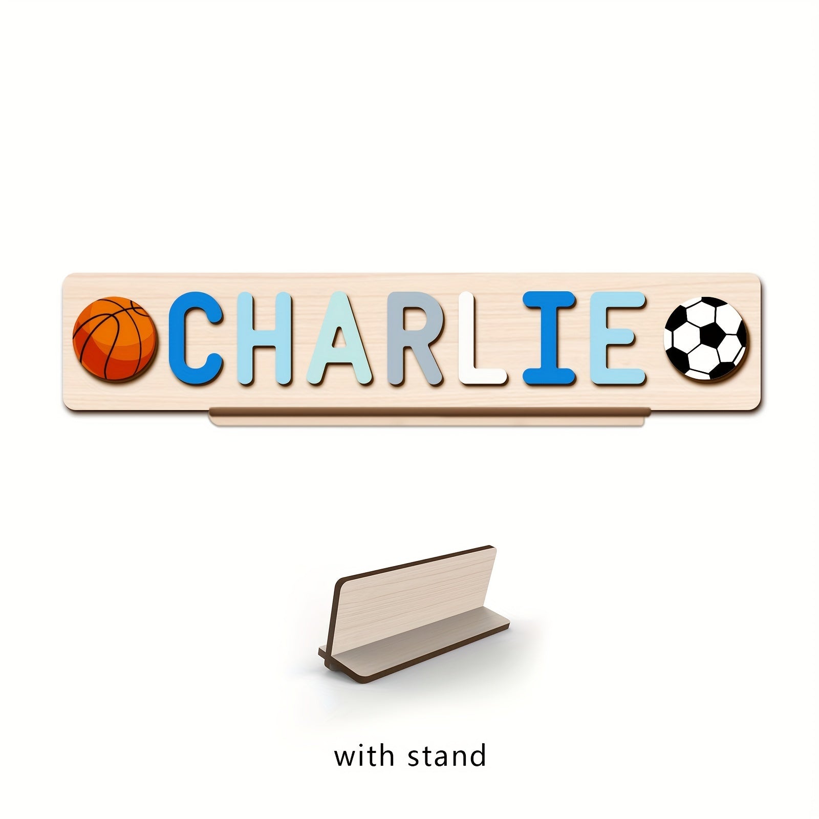 Name Puzzle, Baby-Blue Color Personalized Name Puzzle With 2 Elements, Early Learning Toys, Birthday Gifts, Toys