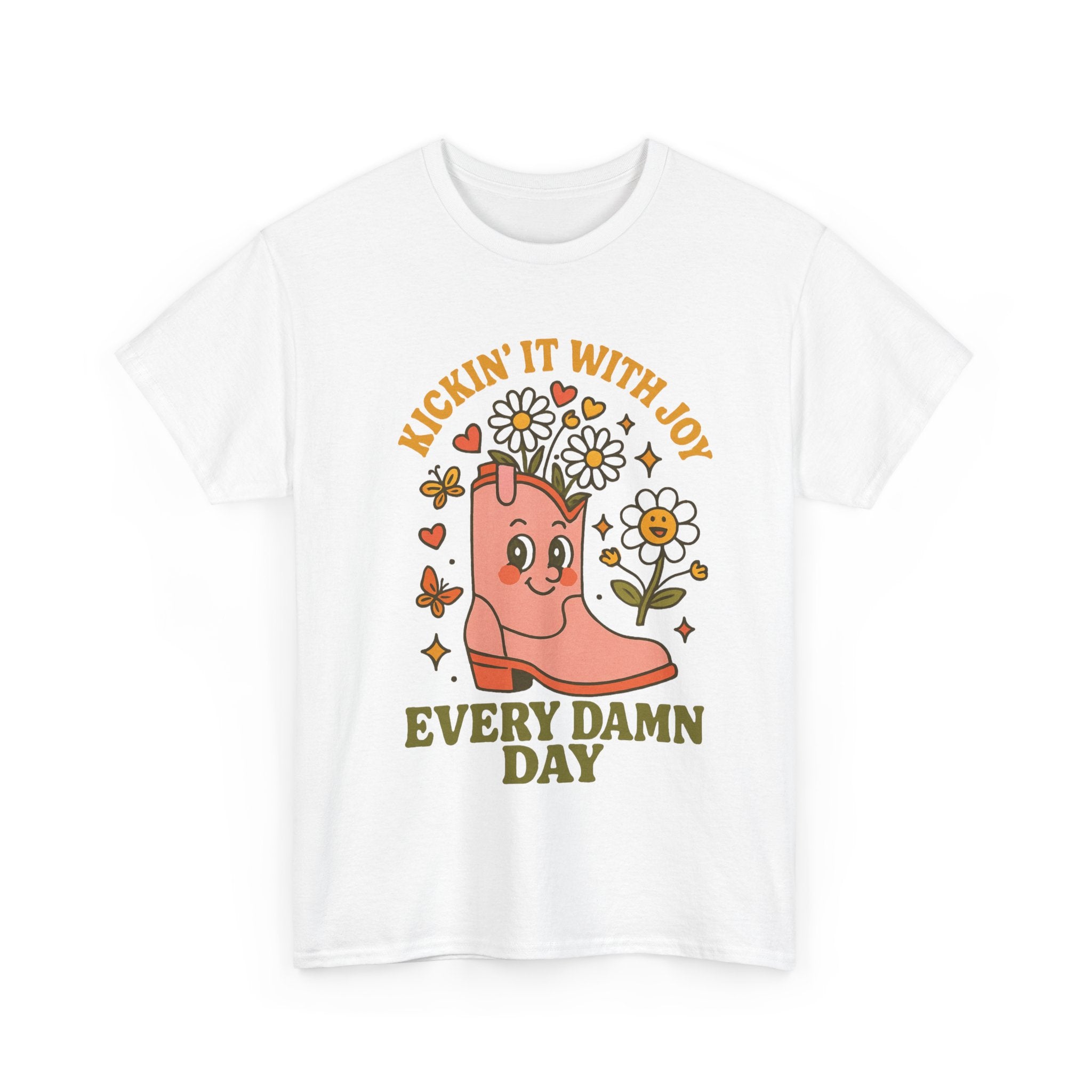 Kickin' It with Joy Unisex Heavy Cotton Tee | Fun Graphic Tee, Everyday Wear, Gift for Friends, Summer Style, Positive Vibes