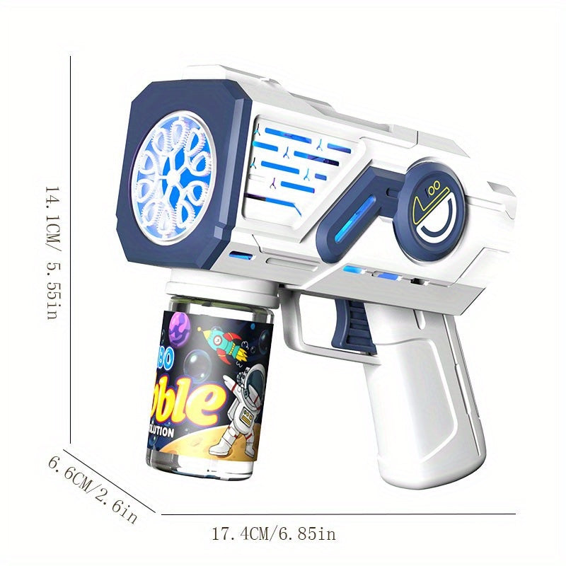 10-Hole Space Bubble Gun - Red/Blue Plastic Bubble Blower with Ergonomic Grip, No Batteries or Liquid Needed, Portable Outdoor Toy for Family Fun, Parties & Backyard Play, Bubble Gun for Party, Playful Design, Durable Constru