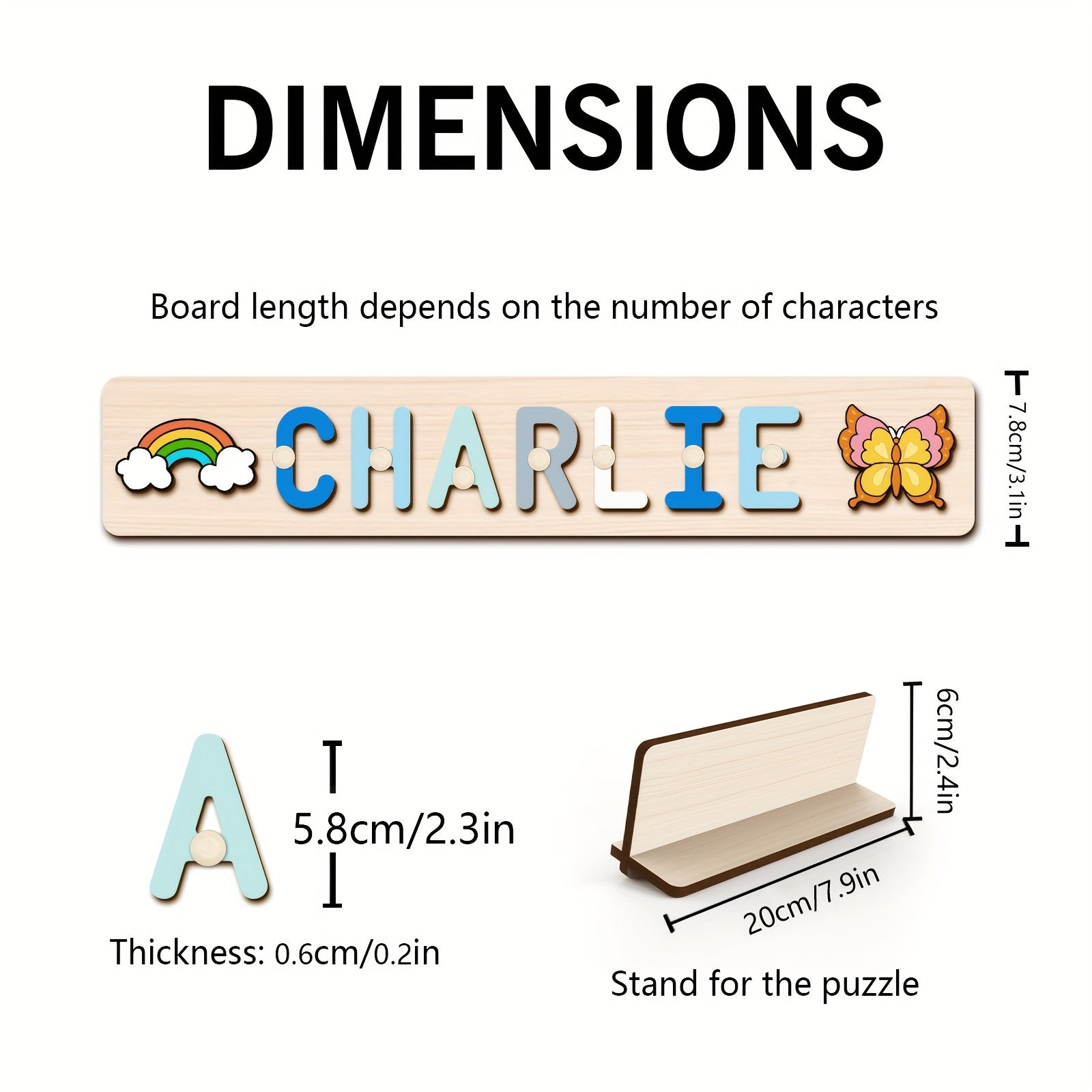 Name Puzzle, Baby-Blue Color Personalized Name Puzzle With 2 Elements, Early Learning Toys, Birthday Gifts, Toys