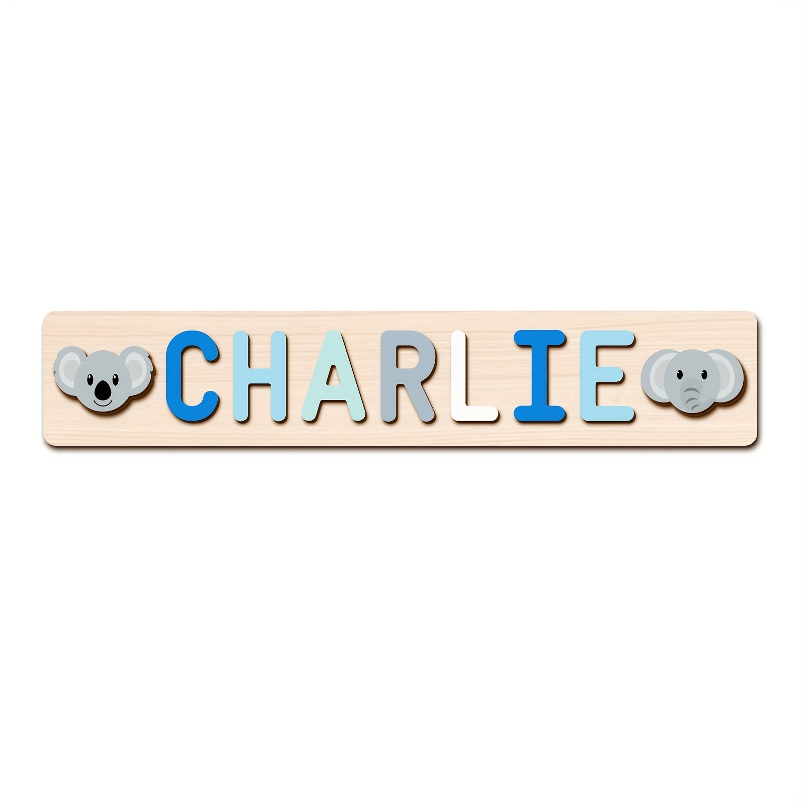 Name Puzzle, Baby-Blue Color Personalized Name Puzzle With 2 Elements, Early Learning Toys, Birthday Gifts, Toys
