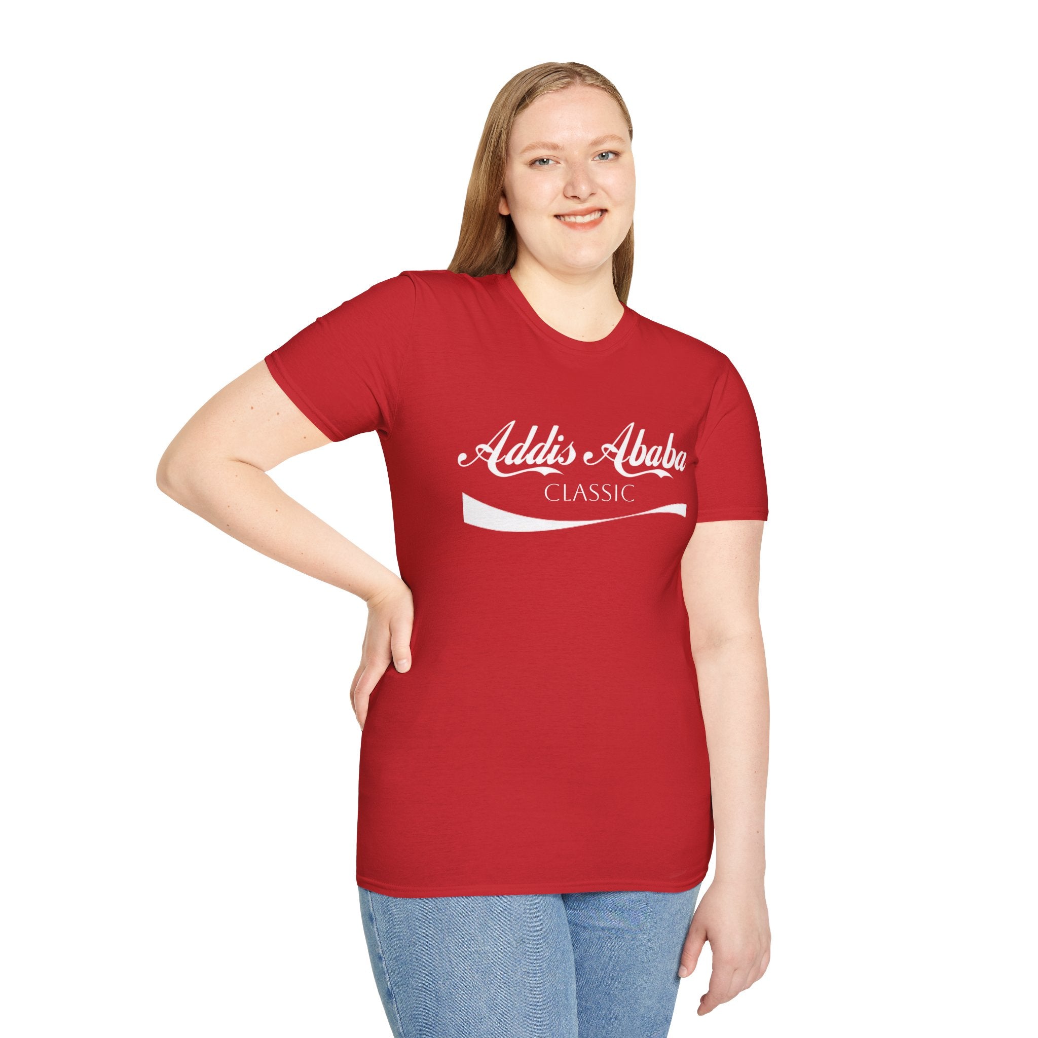 Addis Ababa - Red - Casual Everyday T-Shirt for All, Comfortable Tee for Gifting, Perfect for Birthdays, Holidays, Friends, Family