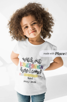 Toddler's Kindergarten Tshirt - Watch out Kindergarten Here I come (Send name and year)