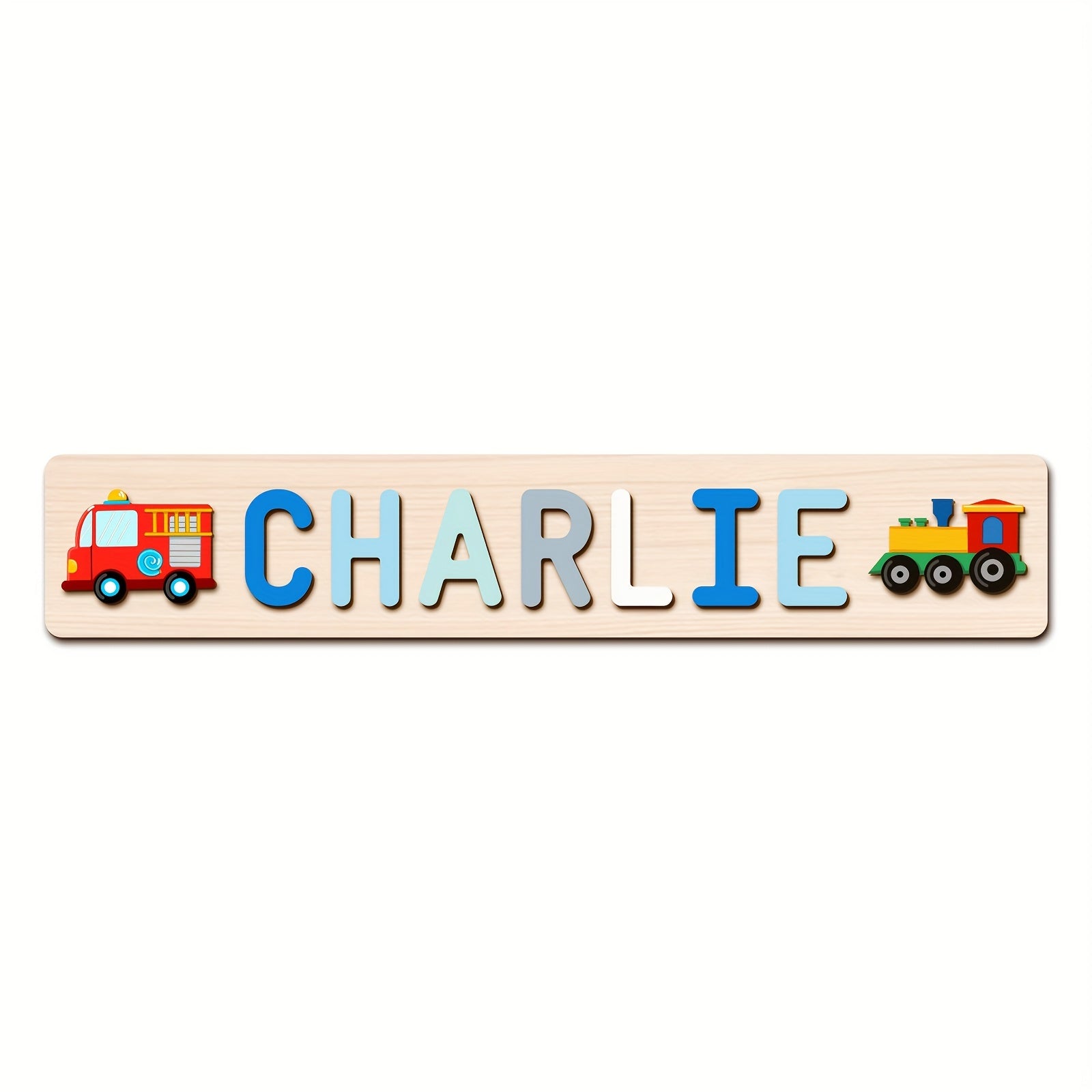 Name Puzzle, Baby-Blue Color Personalized Name Puzzle With 2 Elements, Early Learning Toys, Birthday Gifts, Toys