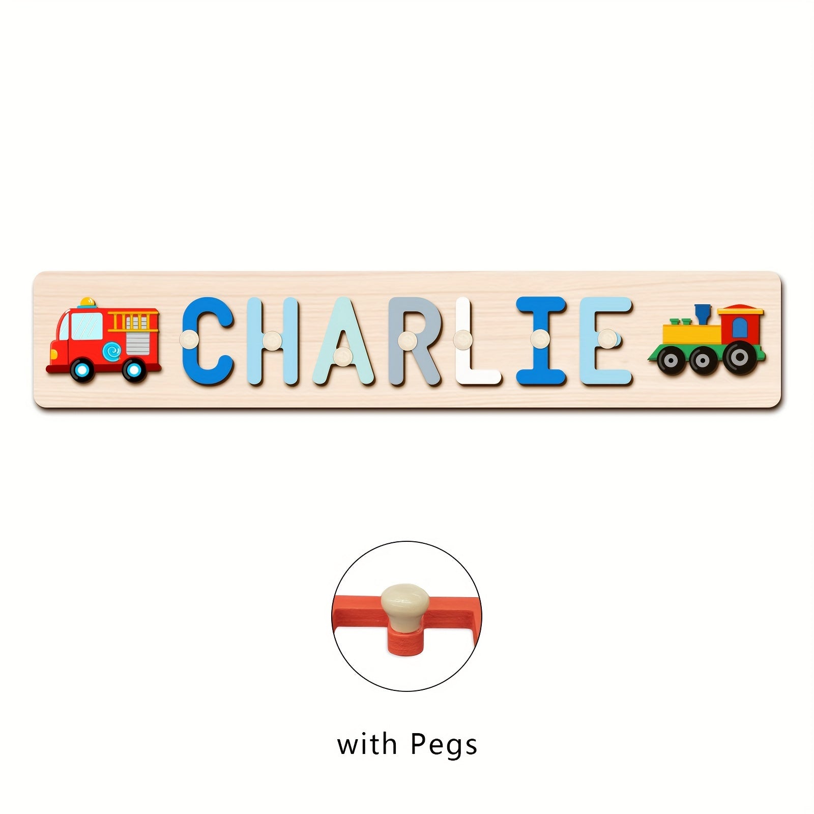 Name Puzzle, Baby-Blue Color Personalized Name Puzzle With 2 Elements, Early Learning Toys, Birthday Gifts, Toys