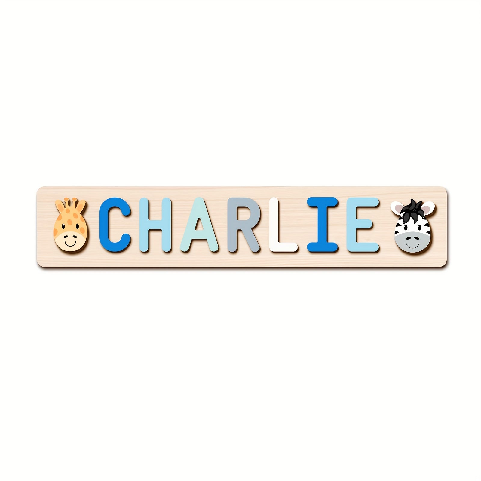 Name Puzzle, Baby-Blue Color Personalized Name Puzzle With 2 Elements, Early Learning Toys, Birthday Gifts, Toys