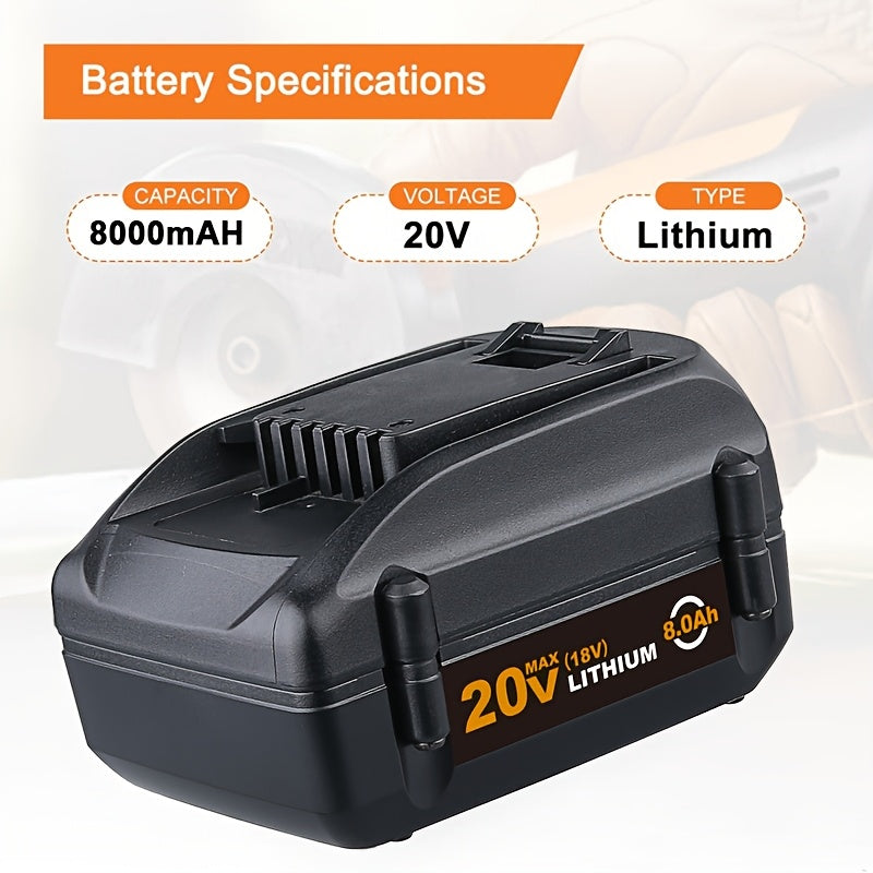 Rechargeable Battery - 20V 8000mAh High-Output Battery for Worx 20VPowerShare Battery Model WA3520 WA3525 WA3575 WG151s WG155s WG251s WG255s WG540s WG545s WG890 WG891