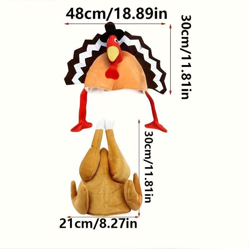 [Fun Thanksgiving Turkey Hat] Fun Thanksgiving Turkey Hat - Soft Fabric, Playful Design, Festive Celebration, Holiday Headpiece, Partygoers Outfit, Perfect for Thanksgiving