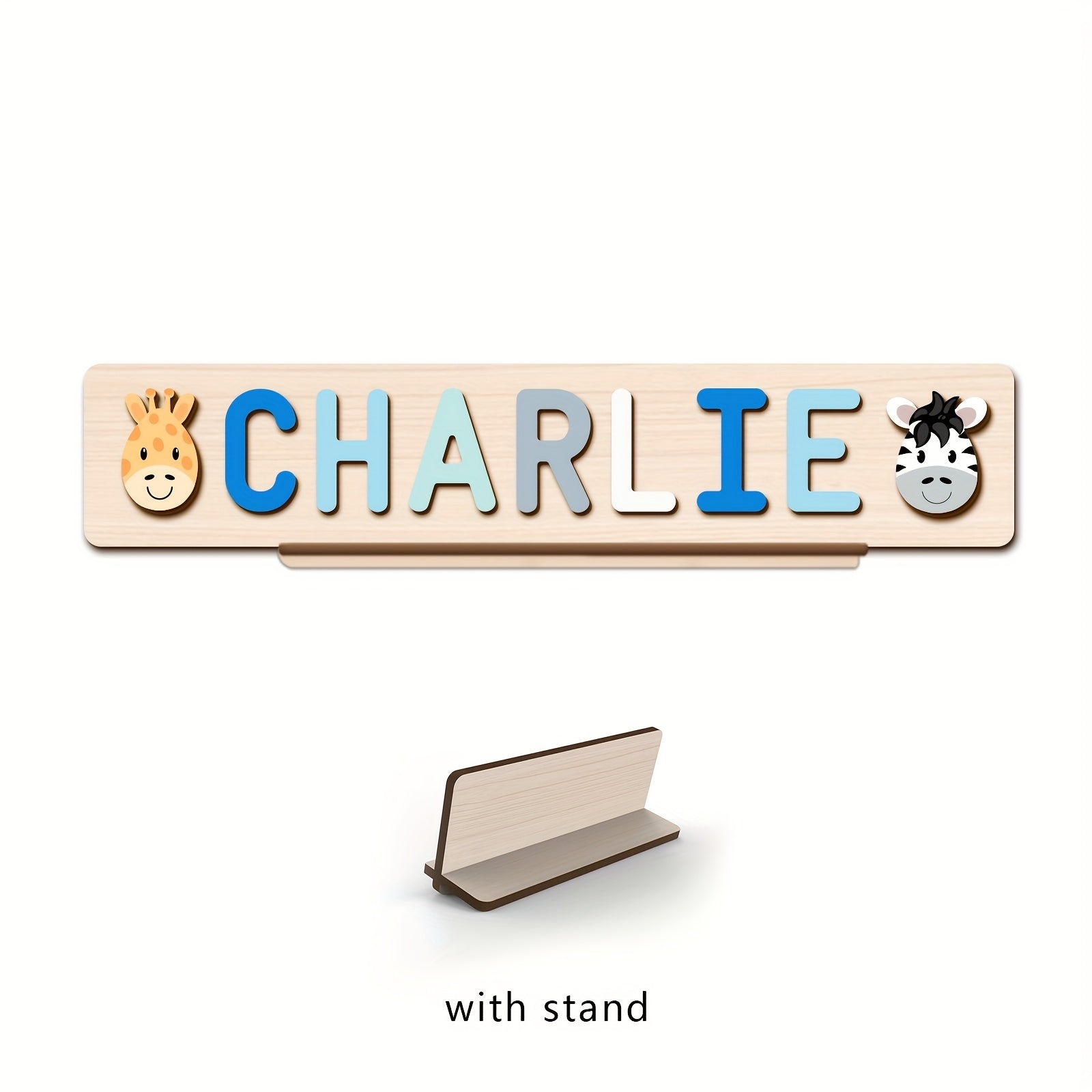 Name Puzzle, Baby-Blue Color Personalized Name Puzzle With 2 Elements, Early Learning Toys, Birthday Gifts, Toys