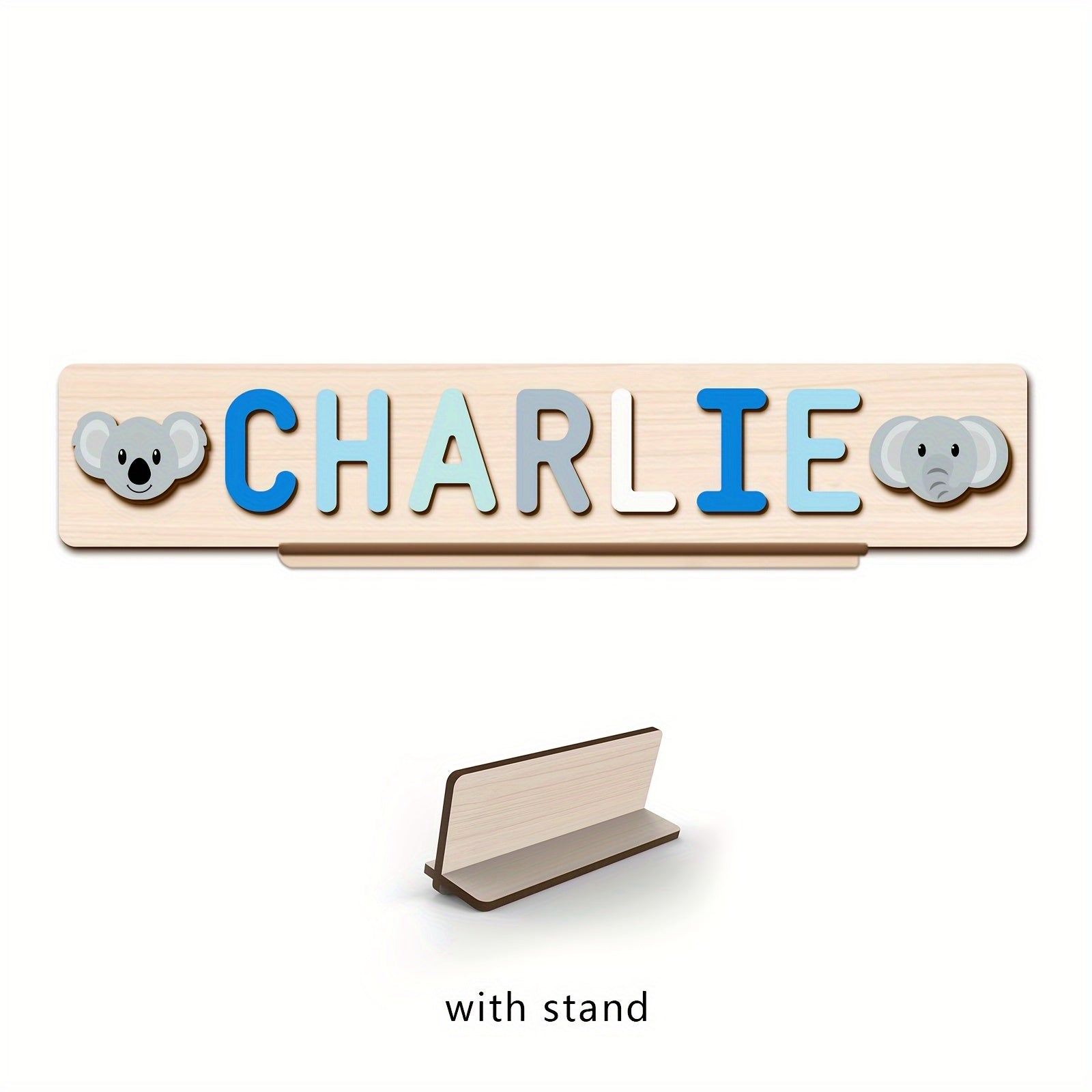 Name Puzzle, Baby-Blue Color Personalized Name Puzzle With 2 Elements, Early Learning Toys, Birthday Gifts, Toys