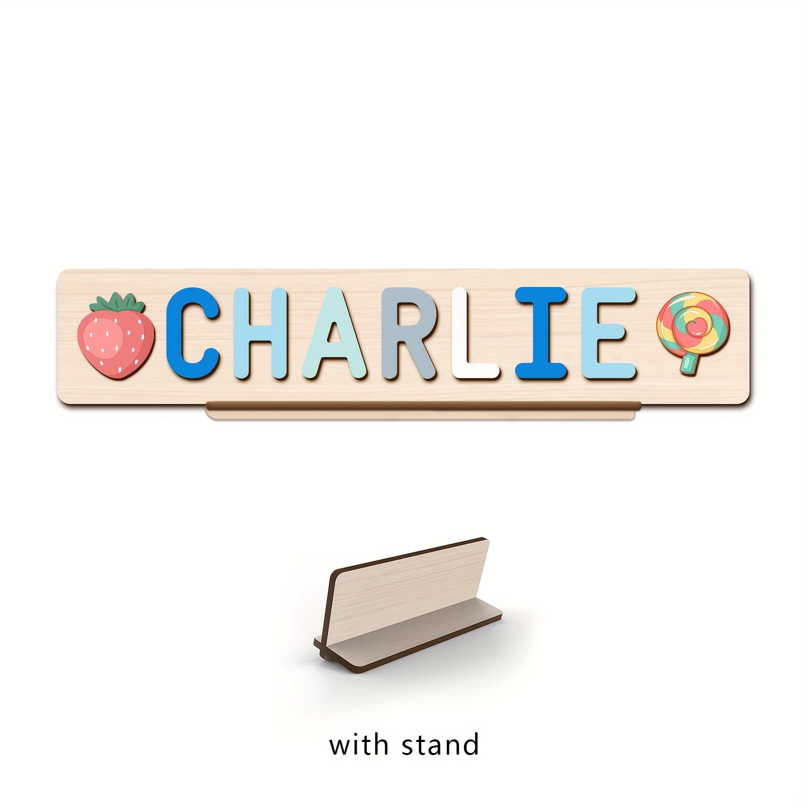 Name Puzzle, Baby-Blue Color Personalized Name Puzzle With 2 Elements, Early Learning Toys, Birthday Gifts, Toys