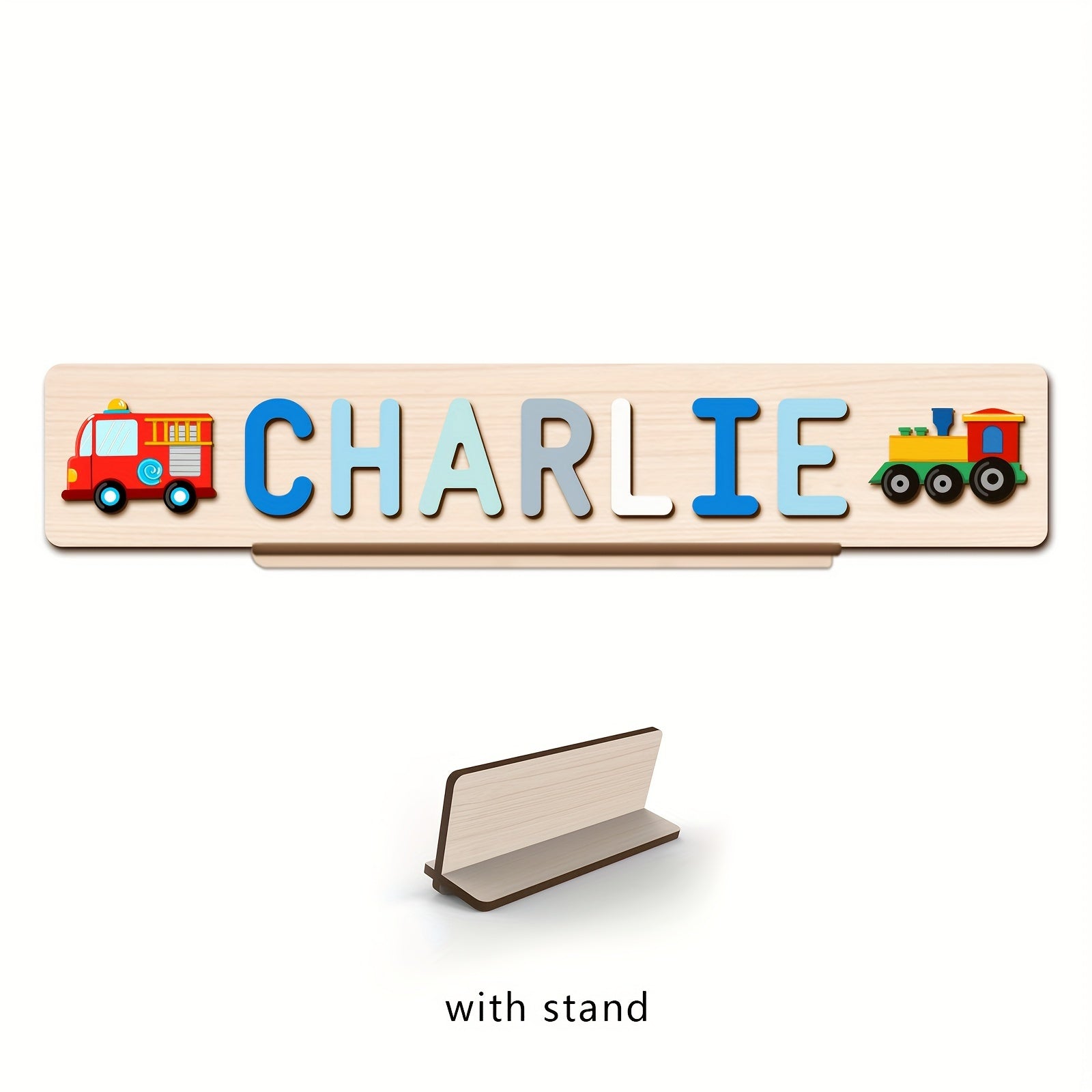 Name Puzzle, Baby-Blue Color Personalized Name Puzzle With 2 Elements, Early Learning Toys, Birthday Gifts, Toys