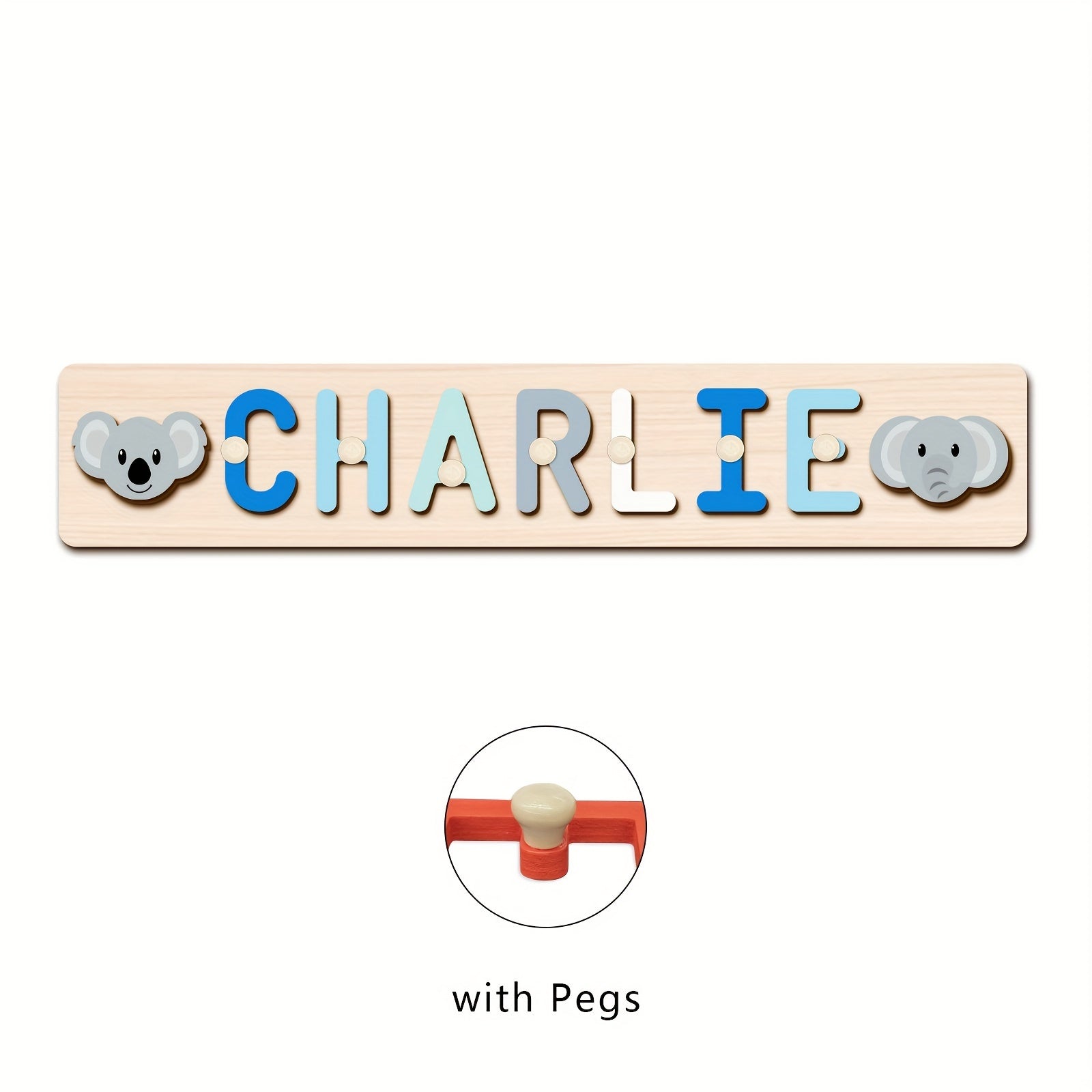 Name Puzzle, Baby-Blue Color Personalized Name Puzzle With 2 Elements, Early Learning Toys, Birthday Gifts, Toys