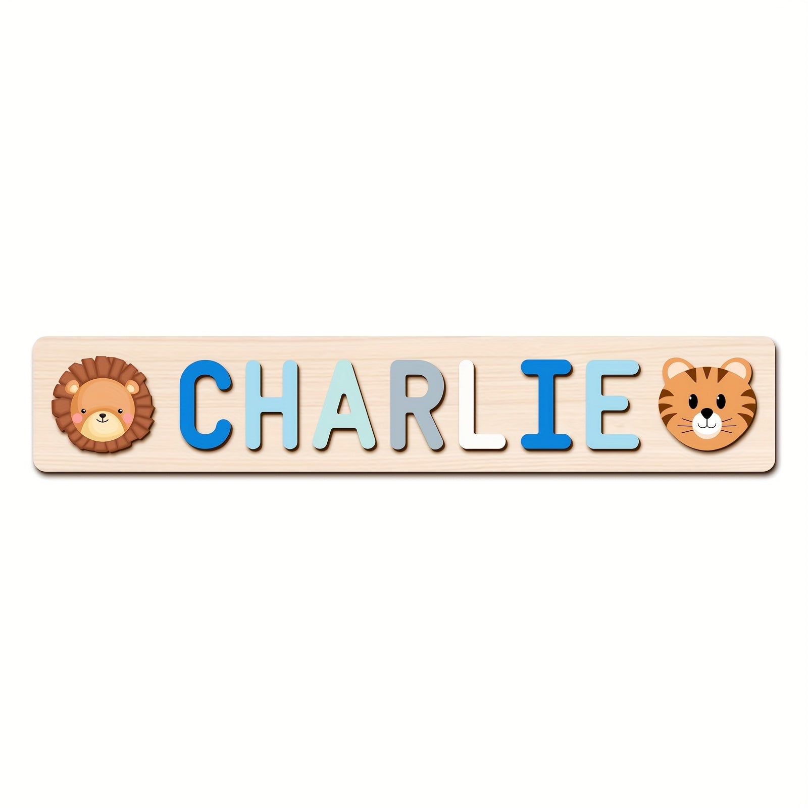 Name Puzzle, Baby-Blue Color Personalized Name Puzzle With 2 Elements, Early Learning Toys, Birthday Gifts, Toys
