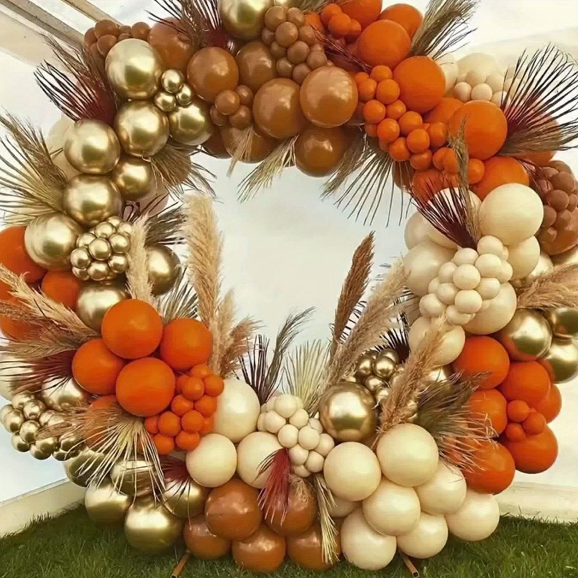 Thanksgiving 123pcs golden brown orange latex balloons for summer, suitable for birthdays, weddings, bridal showers, anniversaries, carnivals, showers, Hawaiian parties, backgrounds, home decor, Halloween, Christmas, autumn h