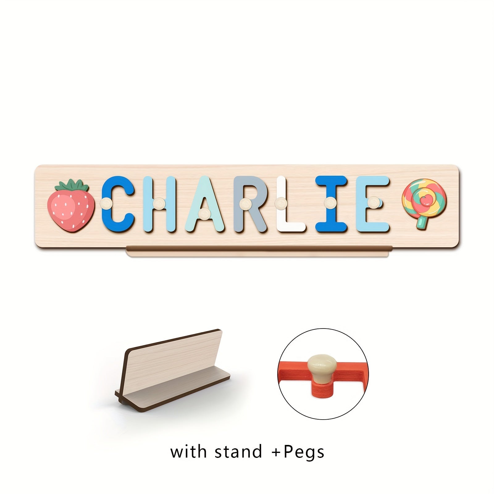 Name Puzzle, Baby-Blue Color Personalized Name Puzzle With 2 Elements, Early Learning Toys, Birthday Gifts, Toys