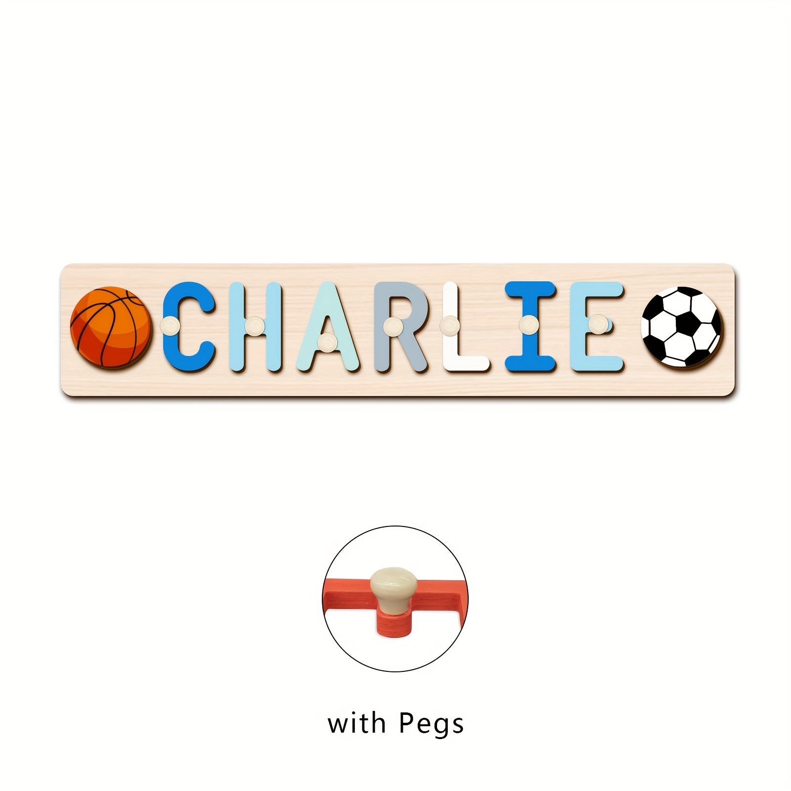 Name Puzzle, Baby-Blue Color Personalized Name Puzzle With 2 Elements, Early Learning Toys, Birthday Gifts, Toys