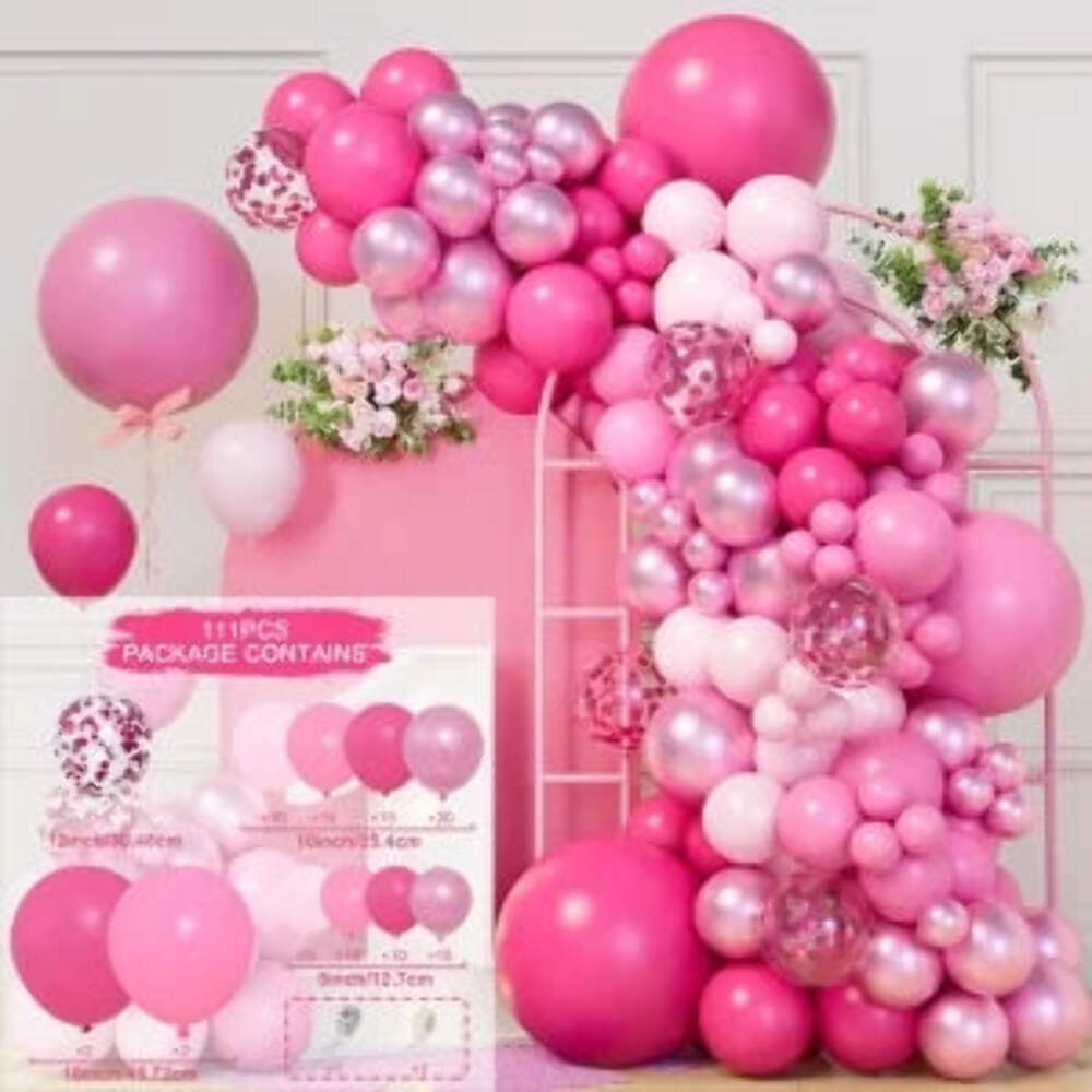 97 pcs Pink Balloon Garland Arch Kit Happy Birthday Party Decor - Baby shower
