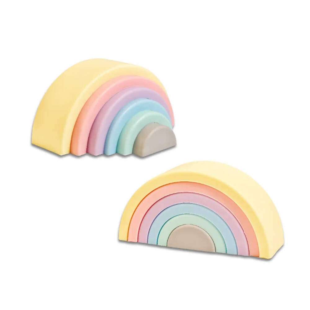 1 Set Baby Rainbow Colors Silicone Stacking Montessori Creative Toys - BPA Free