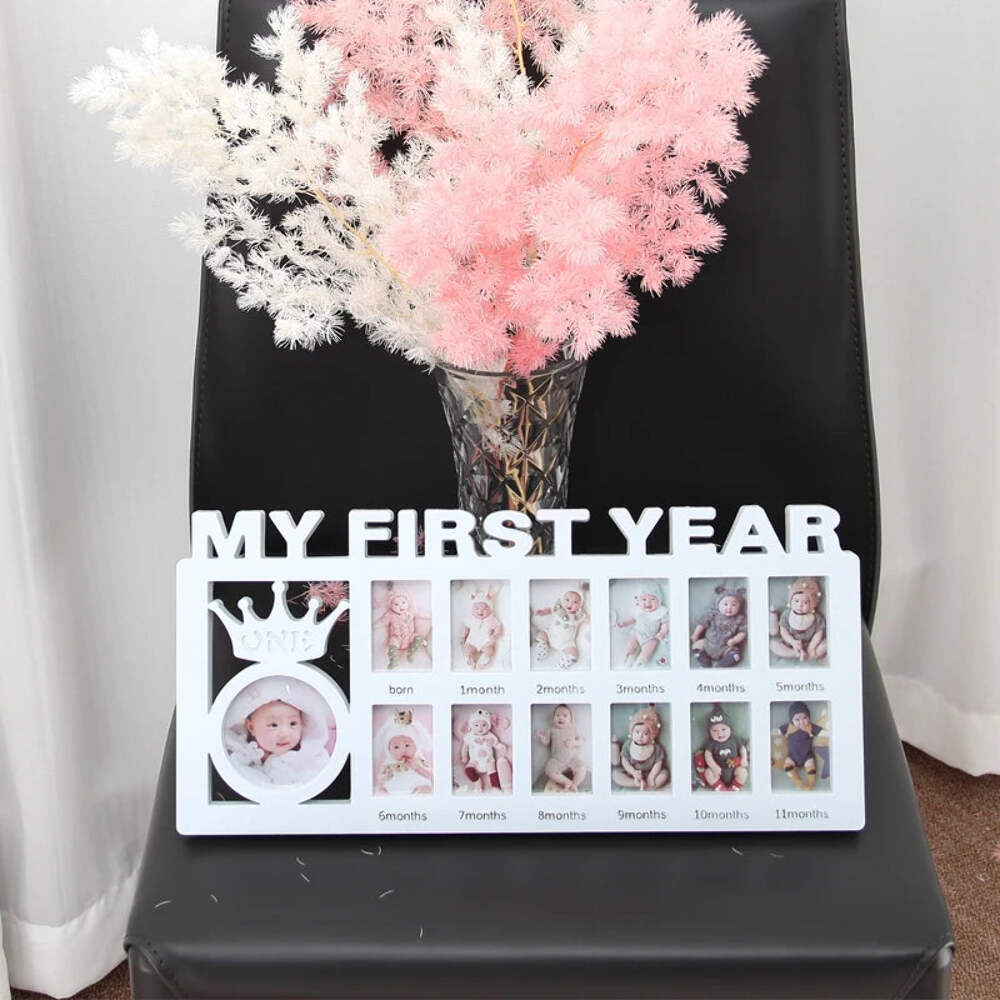 Baby photo frame newborn 0-12 months growth milestone commemorative photo frame