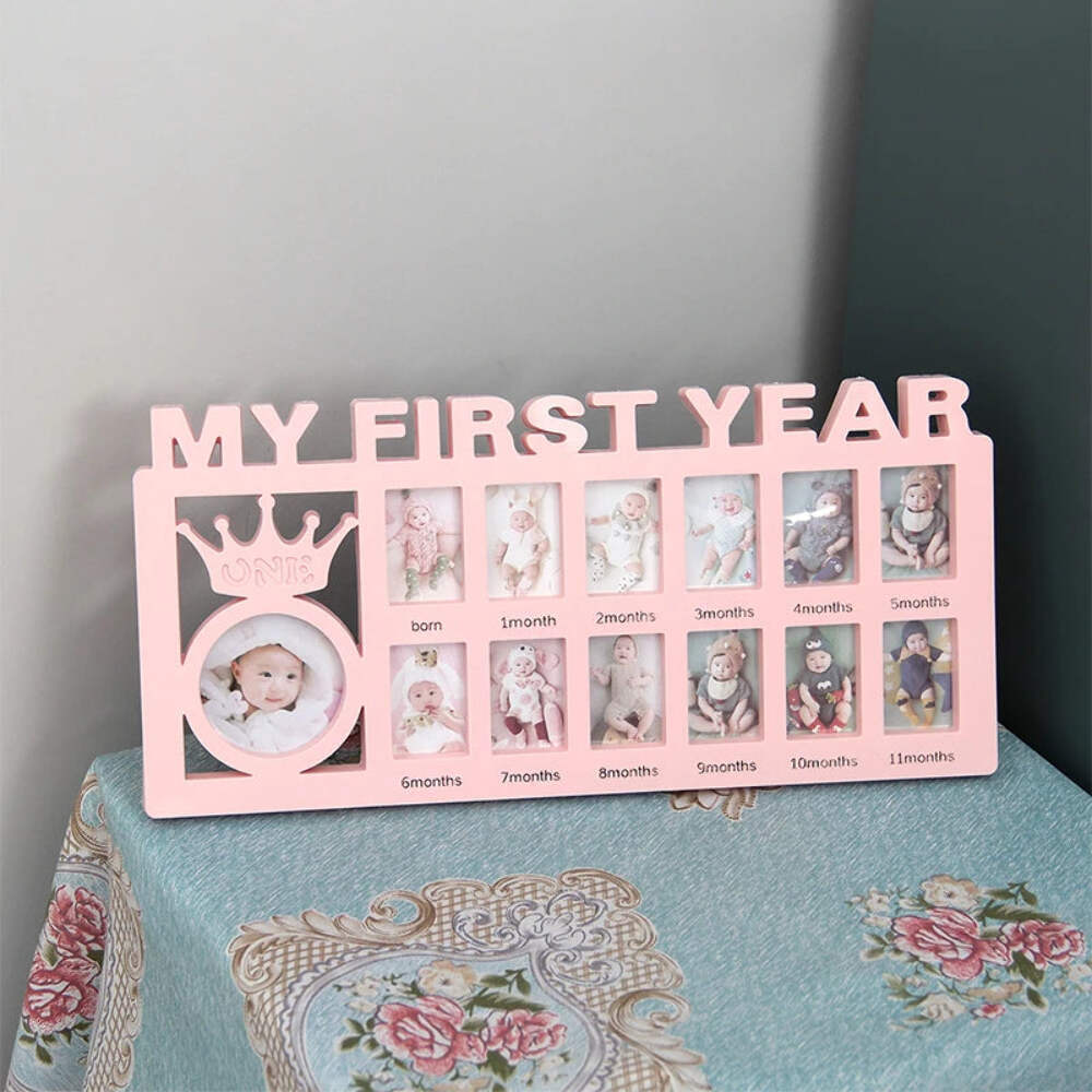 Baby photo frame newborn 0-12 months growth milestone commemorative photo frame
