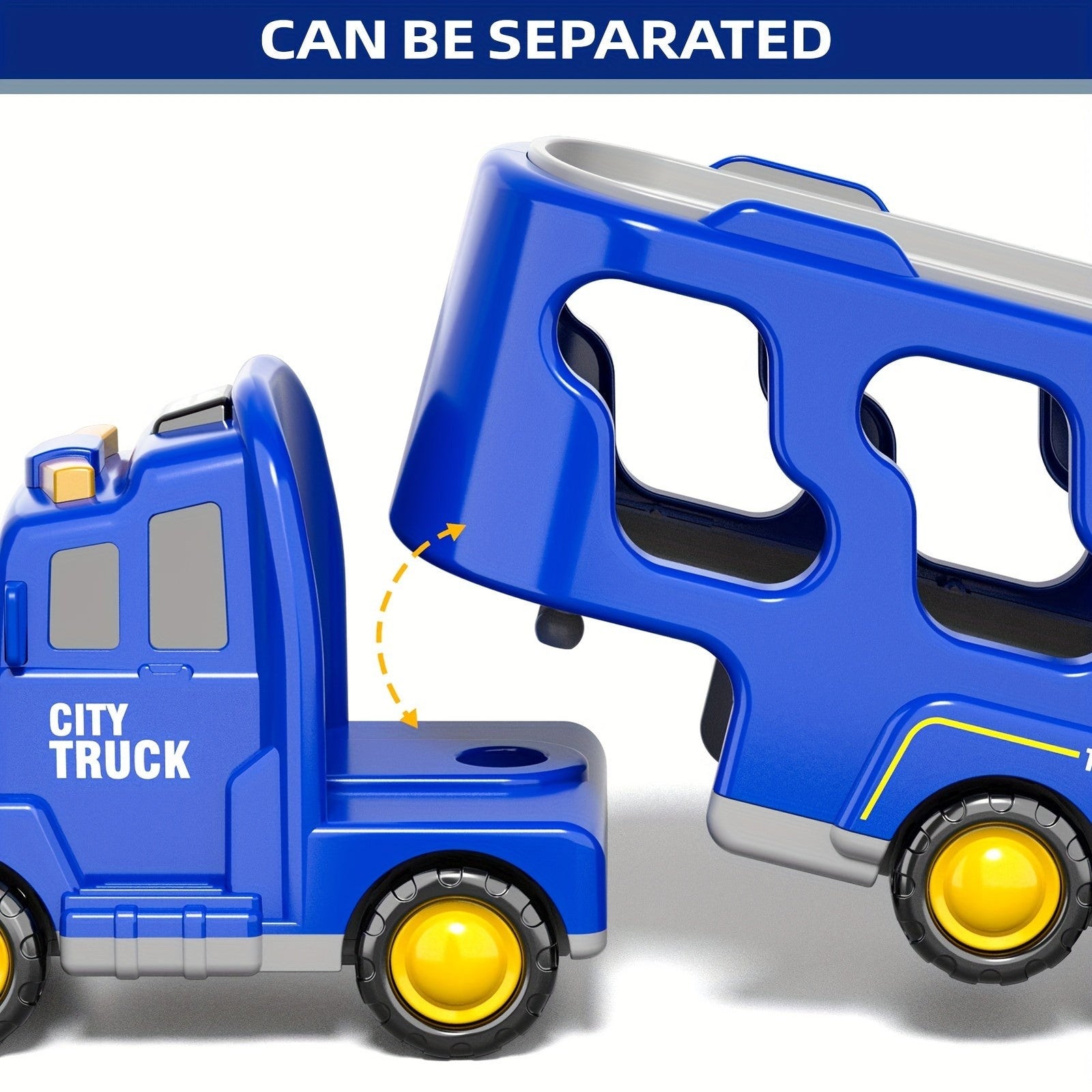 5-in-1 City Truck & Car Toys for Toddlers 3-5 Years Old - Friction-Powered with