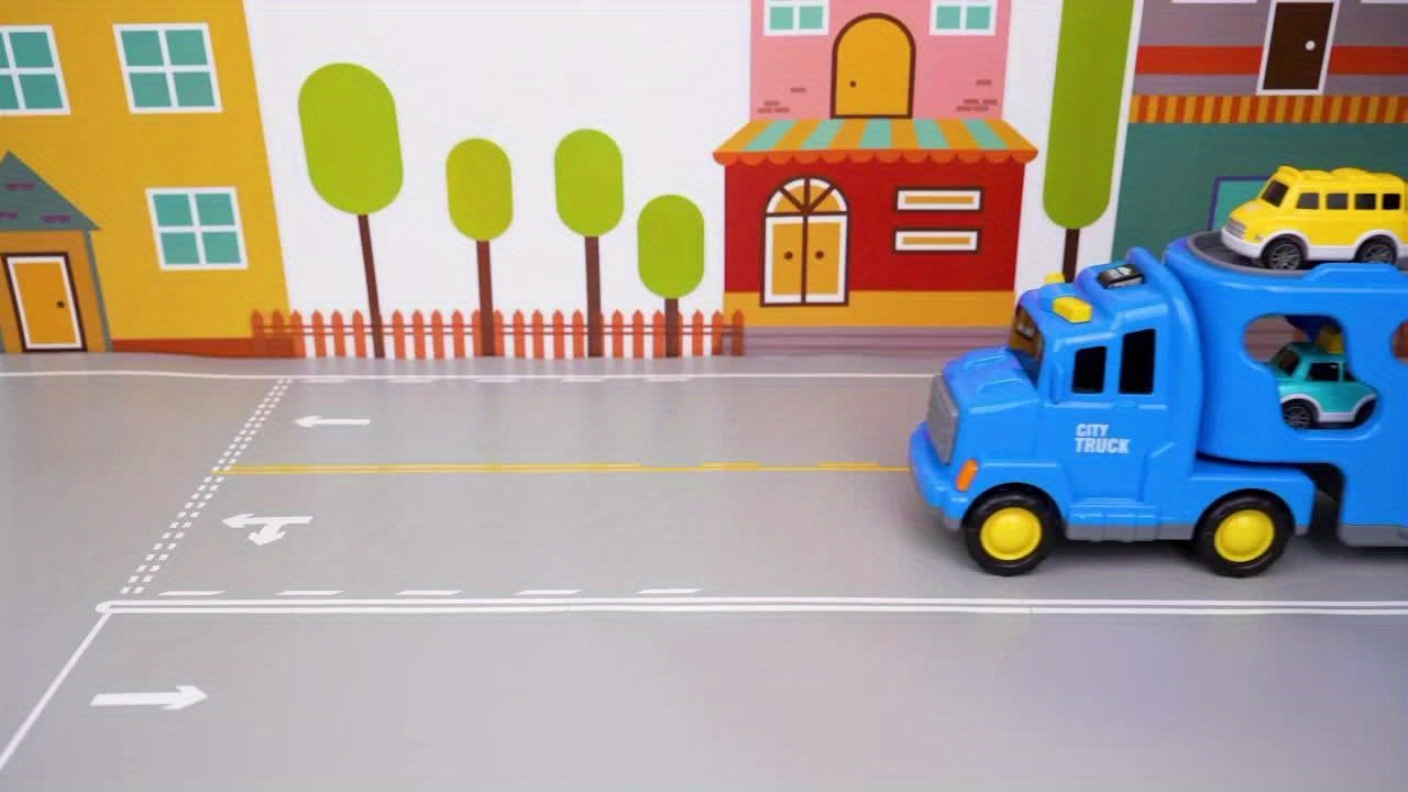 5-in-1 City Truck & Car Toys for Toddlers 3-5 Years Old - Friction-Powered with