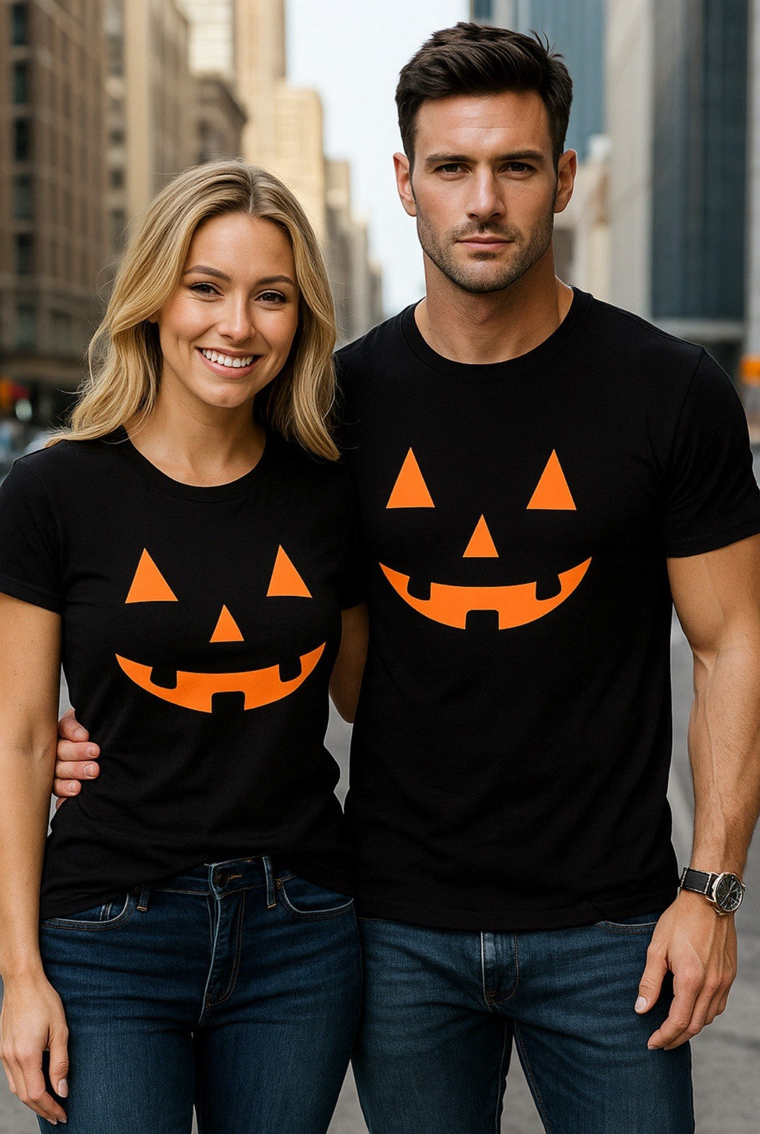 Pumpkin T-shirt For Halloween- Unisex - Black - Cotton