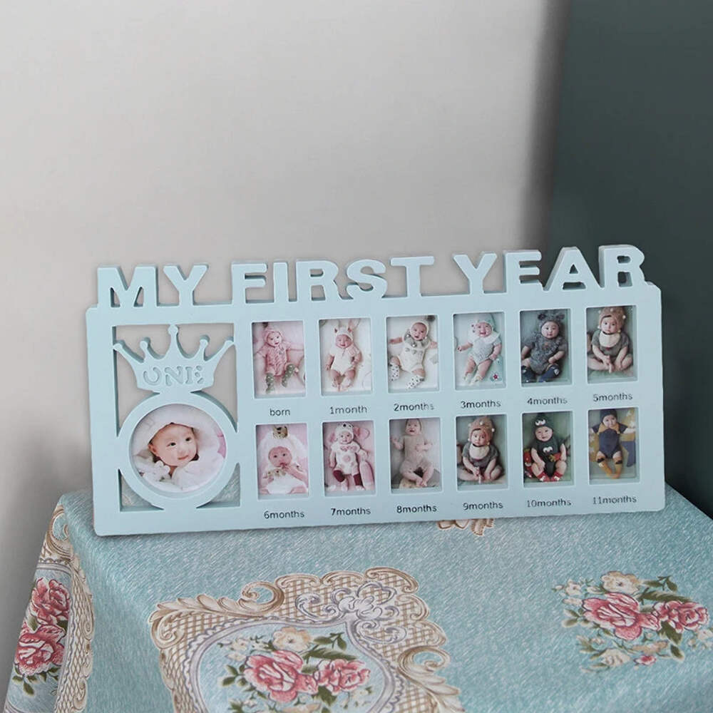 Baby photo frame newborn 0-12 months growth milestone commemorative photo frame