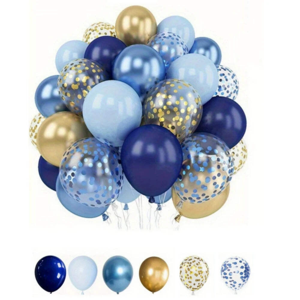 42Pcs Blue Golden Balloon - Party Decoration Balloon Birthday Farewell Party Bal