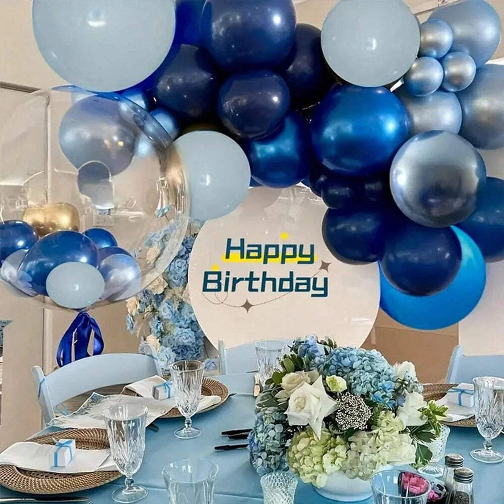 42Pcs Blue Golden Balloon - Party Decoration Balloon Birthday Farewell Party Bal