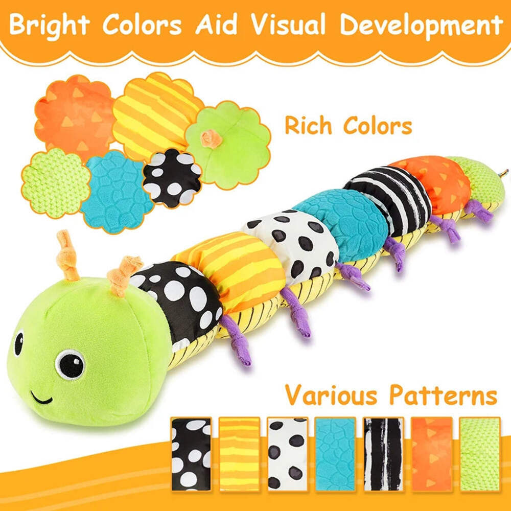 Baby Rattle Musical Caterpillar Worm Soft Infant Plush Toys Educational Interact