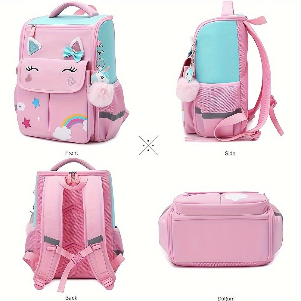 3pc Set Backpack With Lunch Bagx, Kawaii Unicorn Daypack, Cute Cartoon