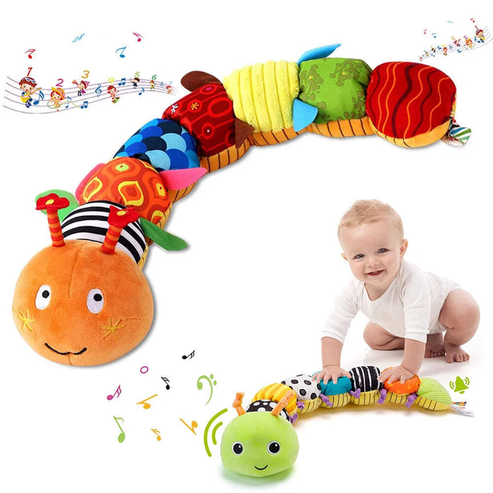 Baby Rattle Musical Caterpillar Worm Soft Infant Plush Toys Educational Interact