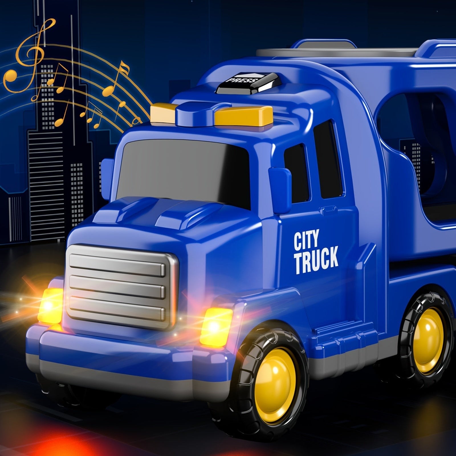 5-in-1 City Truck & Car Toys for Toddlers 3-5 Years Old - Friction-Powered with