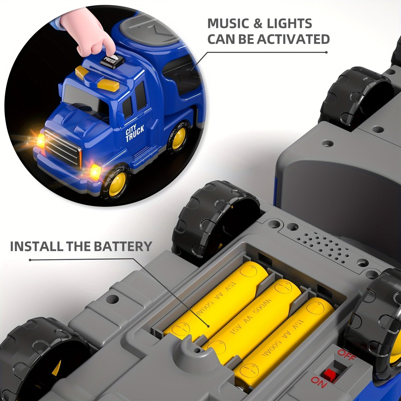 5-in-1 City Truck & Car Toys for Toddlers 3-5 Years Old - Friction-Powered with