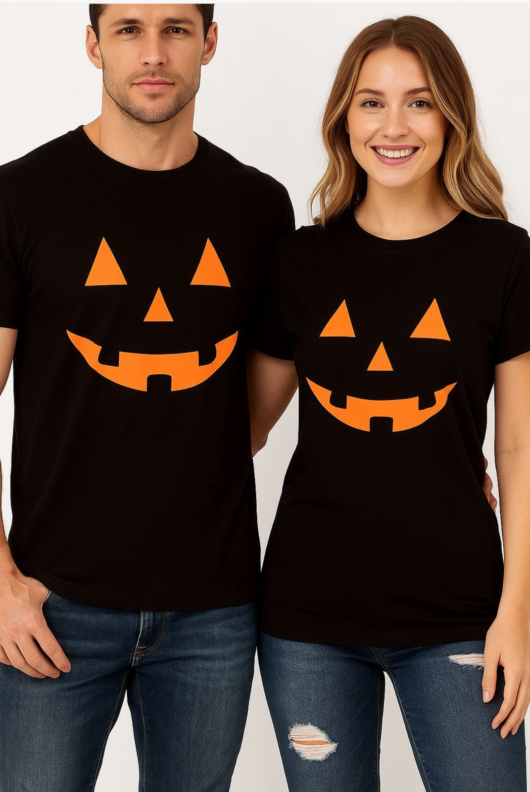 Pumpkin T-shirt For Halloween- Unisex - Black - Cotton