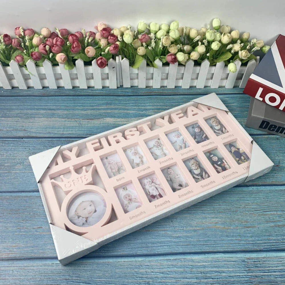 Baby photo frame newborn 0-12 months growth milestone commemorative photo frame