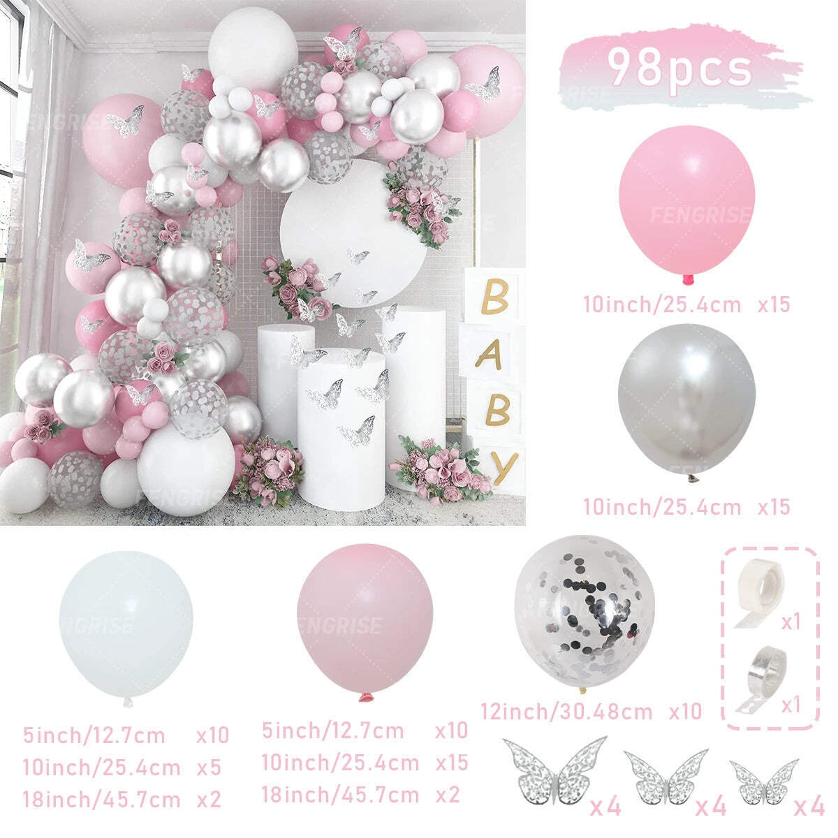 109 pcs Purple Butterfly Balloons Garland Arch Kit Latex Balloon Birthday Party