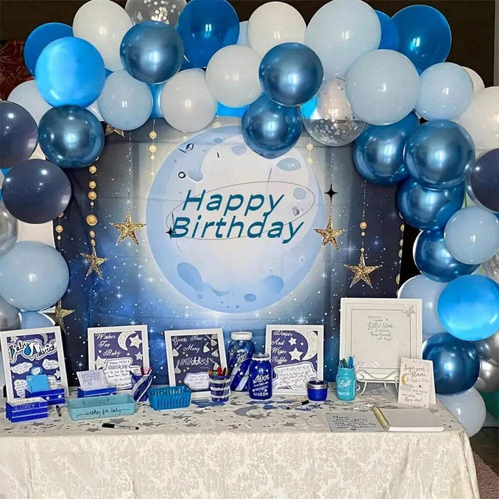 42Pcs Blue Golden Balloon - Party Decoration Balloon Birthday Farewell Party Bal