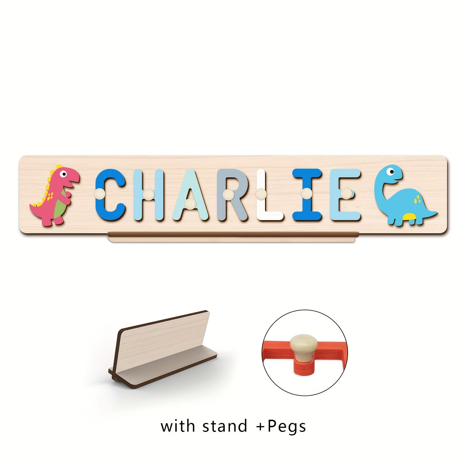 Name Puzzle, Baby-Blue Color Personalized Name Puzzle With 2 Elements, Early Learning Toys, Birthday Gifts, Toys