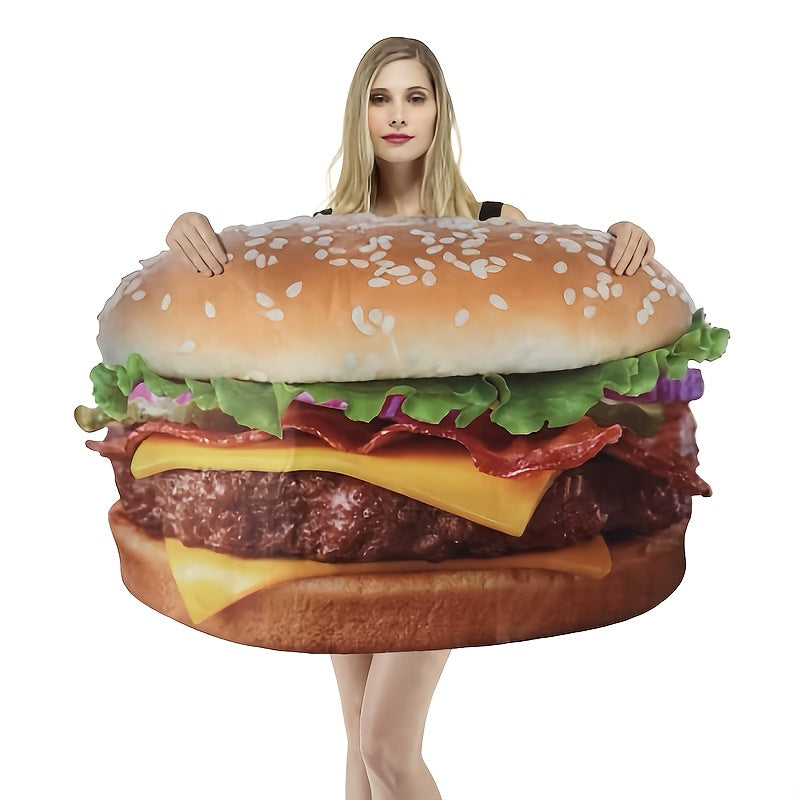 Adult Unisex Funny Hamburger Costume - Composite Sponge Material with Realistic Buns, Lettuce, Tomato, Cheese & Beef Patty - Comfortable & Easy-Wear for Halloween, Themed Parties, Carnivals - Cute Cartoonish Outfit for Men &