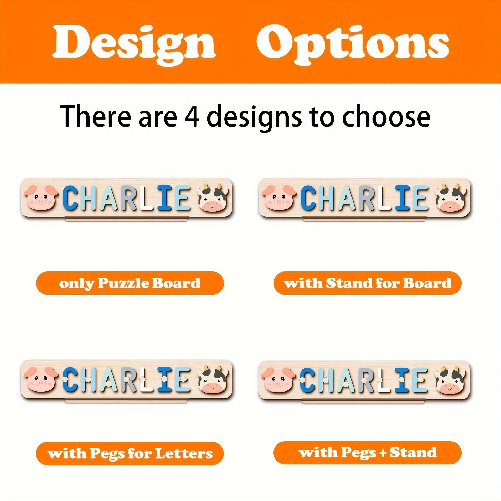 Name Puzzle, Baby-Blue Color Personalized Name Puzzle With 2 Elements, Early Learning Toys, Birthday Gifts, Toys