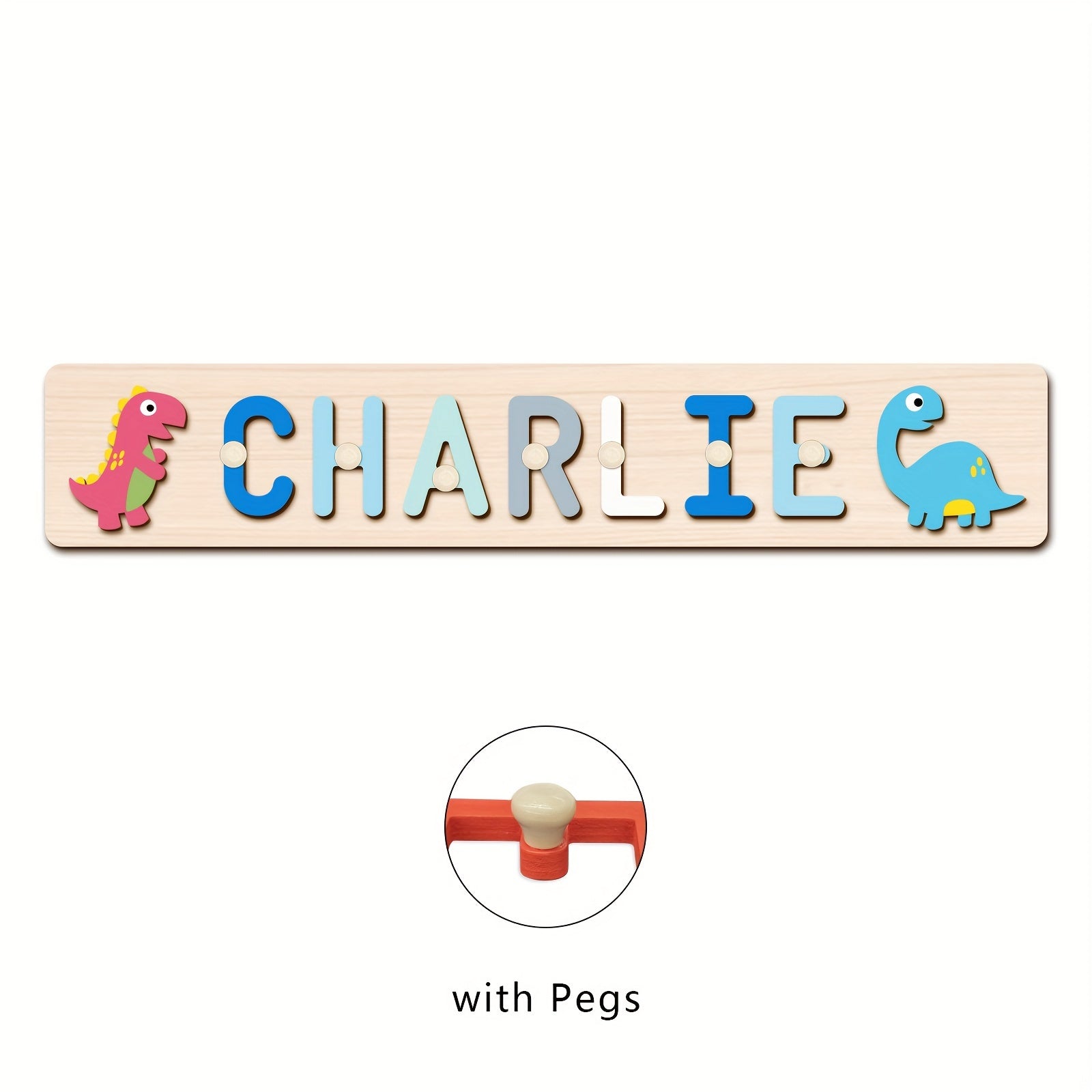 Name Puzzle, Baby-Blue Color Personalized Name Puzzle With 2 Elements, Early Learning Toys, Birthday Gifts, Toys