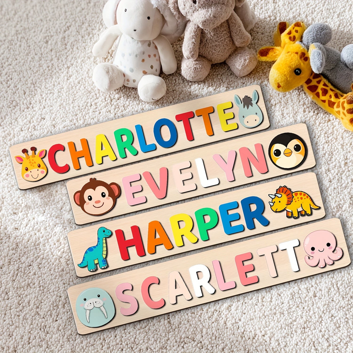 [Educational Alphabet Puzzle] Personalized Wooden Alphabet Puzzle for Kids - 8 Color Options, Rectangular Puzzle with Alphabet Pegs, Early Educational Toy for Baptism, Birthday, Christmas Gift, English Alphabet Only, Ages 12M